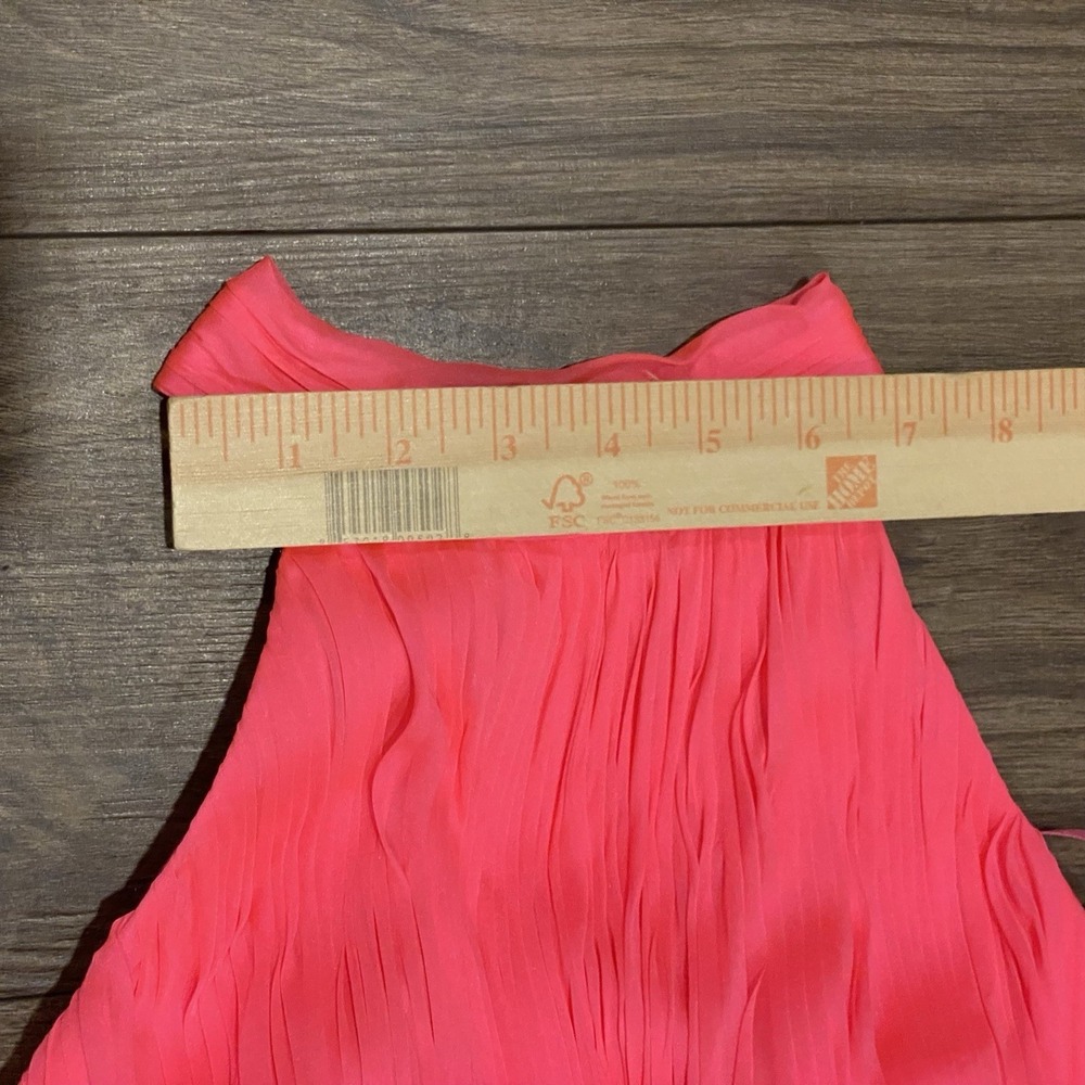 Mac Duggal Hot Pink High Neck Tiered Chiffon Halter Side Slit Gown Size 2 $258 - Picture 16 of 16